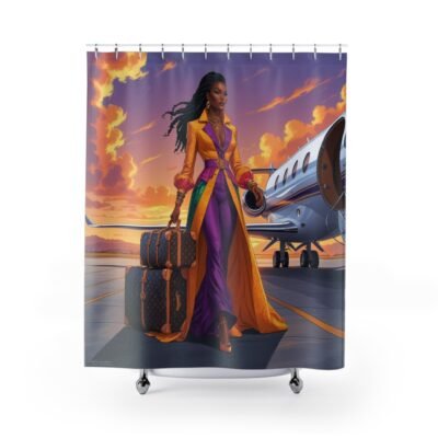 Vibrant Travel-Themed Shower Curtain, Stylish Bathroom Décor, Unique Home Makeover, Gift Idea for Travelers, Fun Housewarming Essentials
